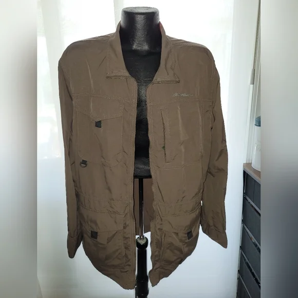 Eddie Bauer Travex Soft Shell Water Resistant Rain Jacket Brown Mens's Sz TXL - Picture 1 of 4